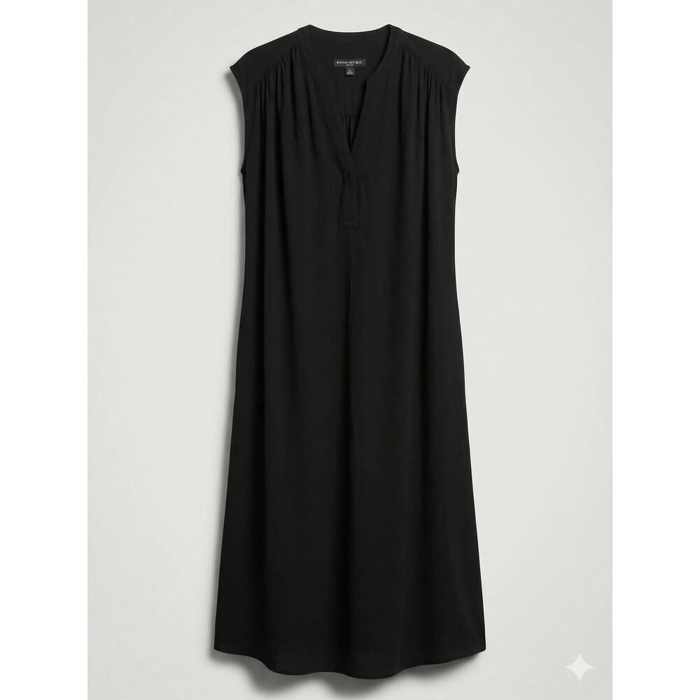 Banana Republic Womens S Minimalist Quiet Luxury Resortwear V-Neck Midi Dress
